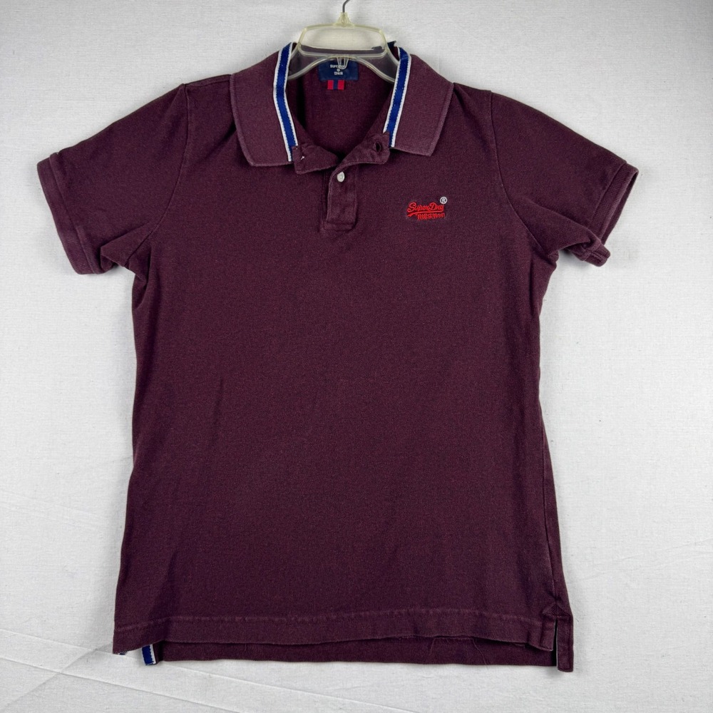 Superdry Mens Burgundy Heather Short Sleeve Polo Shirt M1110092A Size L